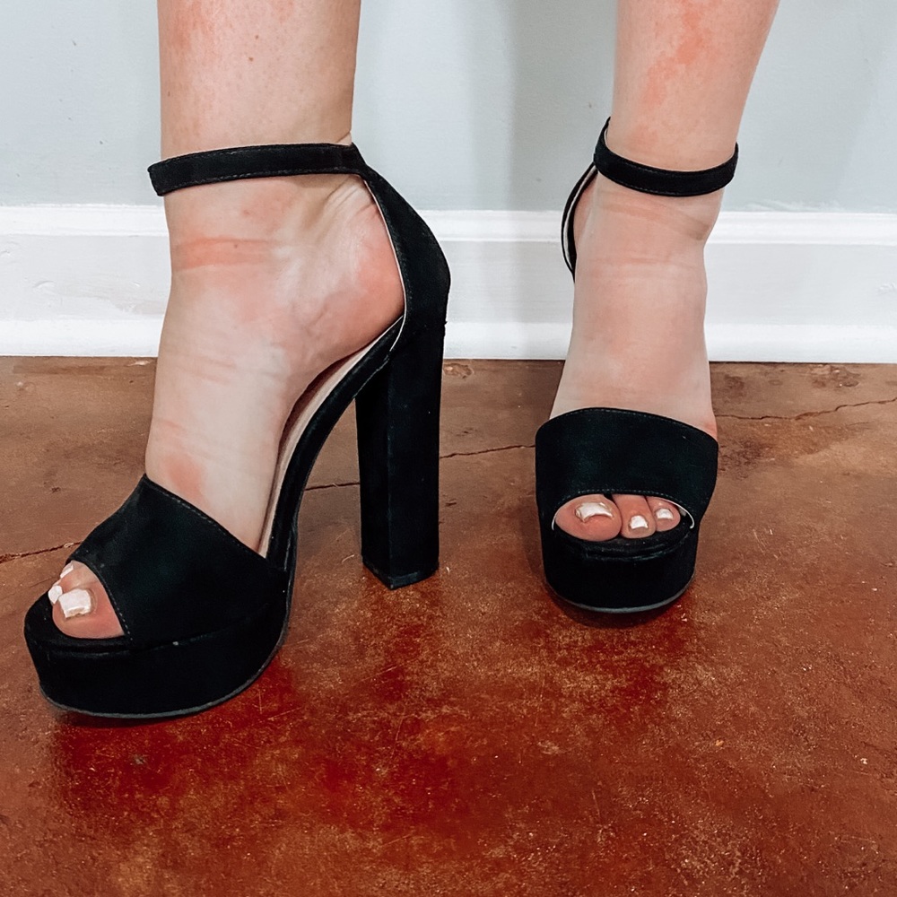 Black suede heels